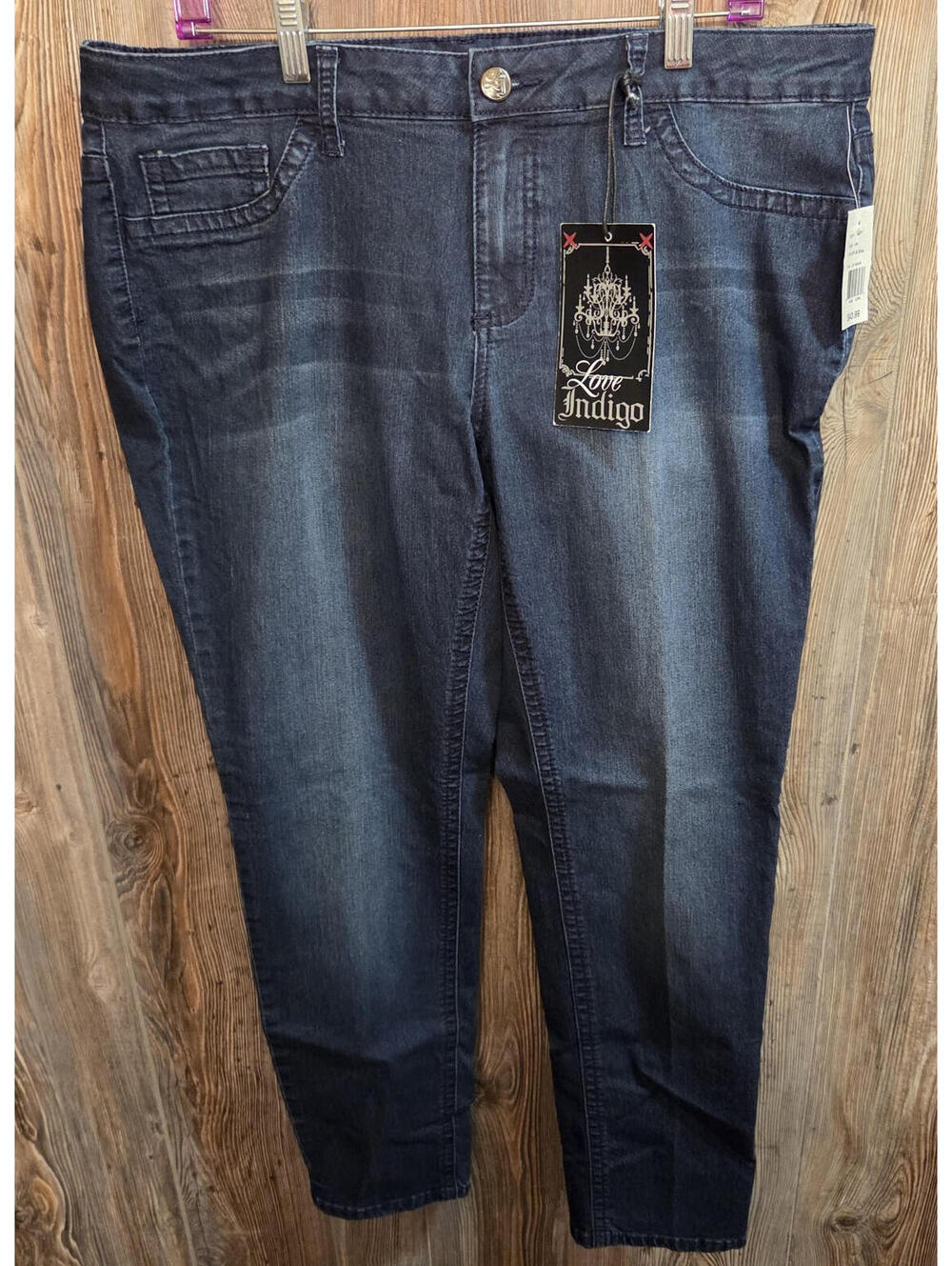 Love Indigo Denim Jeans Straight Taper Leg Women Size 18W (38x31) {NEW TAGS}